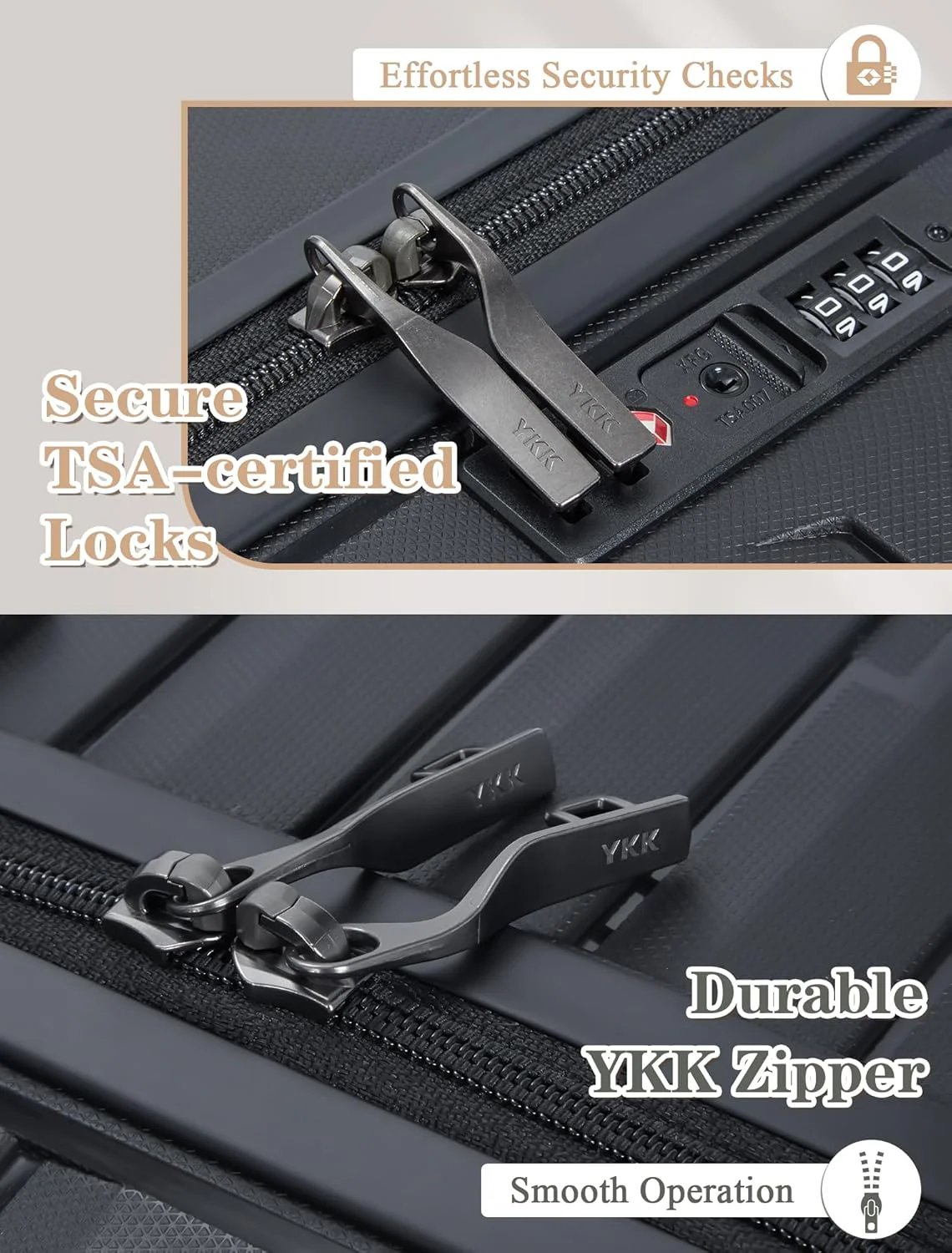 5-piece luggage set with wheels, ABS hardshell suitcase with spinner wheels