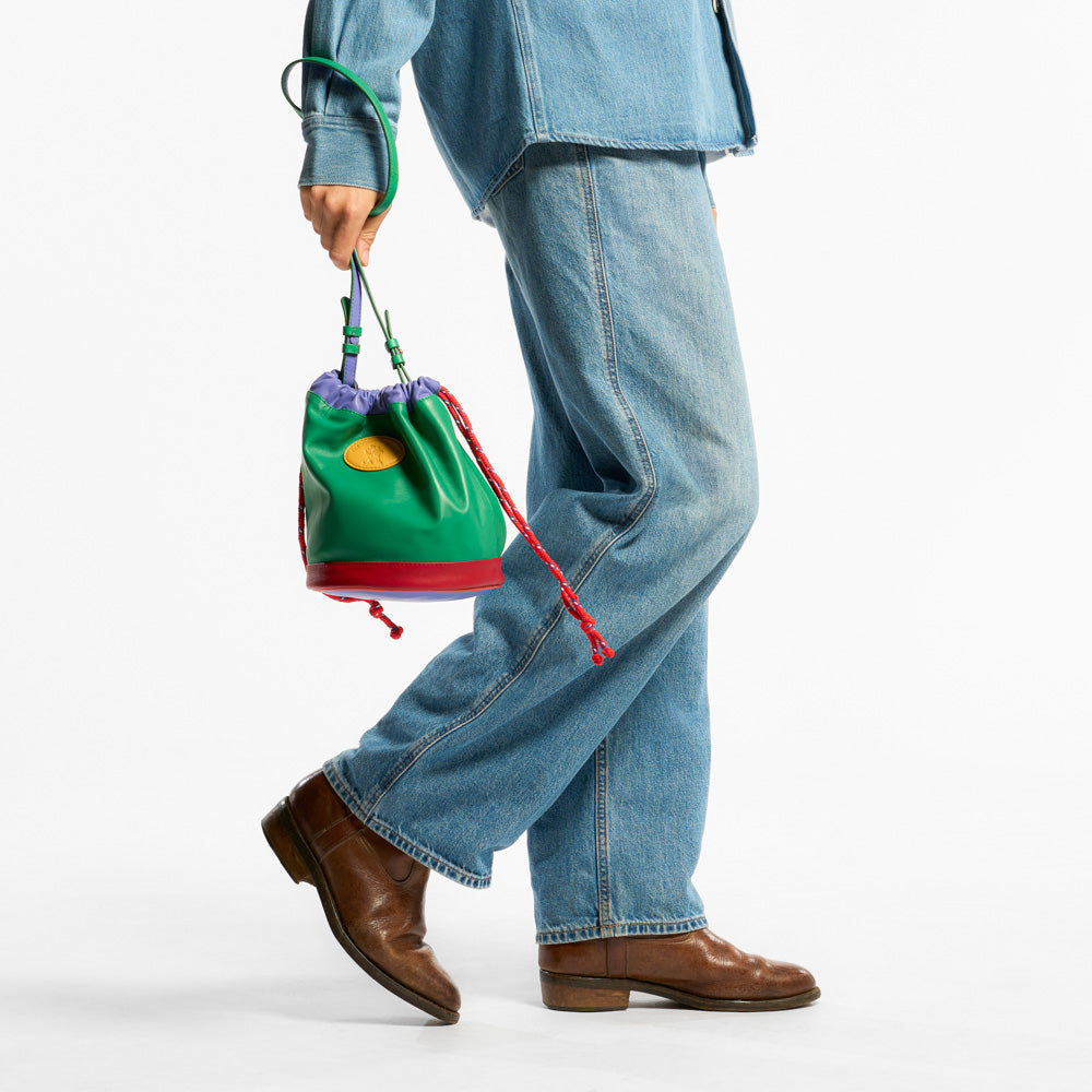 Au Vieux Campeur - Sac Grimpeur en cuir - Vert Rouge & Bleu