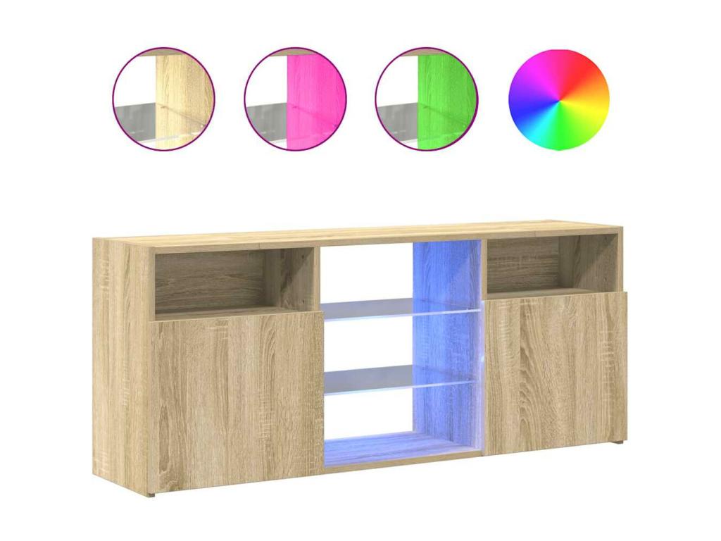 Armario TV con luces LED roble Abodeia 120x30x50 cm