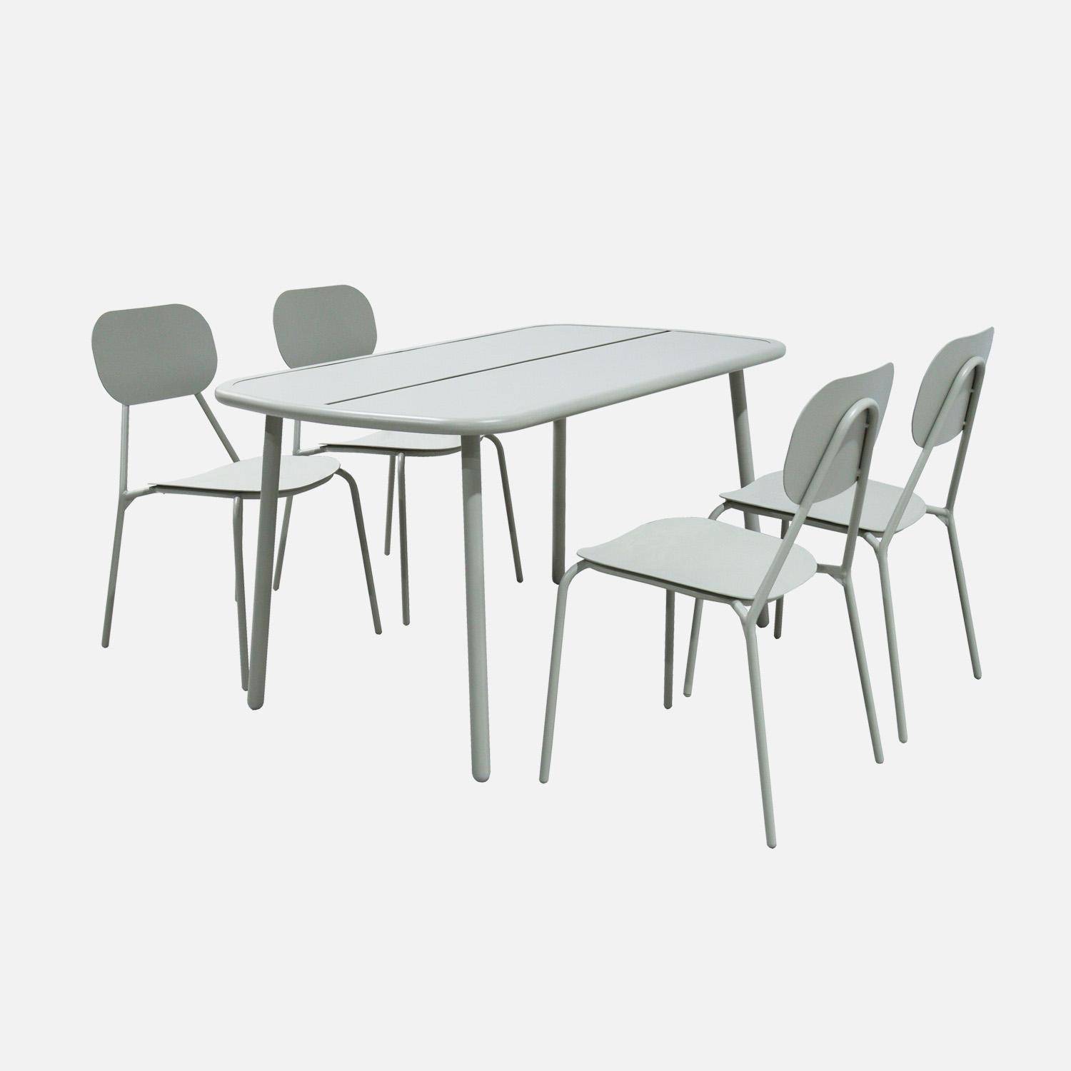 Avelia - Conjunto mesa de jardín de aluminio con 4 sillas