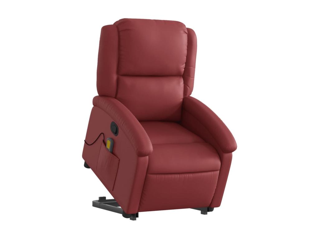 Sillón reclinable de masaje de pie cuero artificial rojo tinto