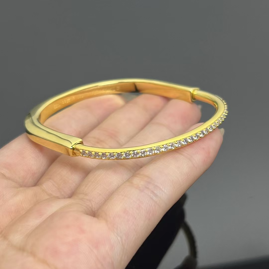 Tiffany Lock Bangle Half Pavé Diamonds Bracelet - Original Replica Club