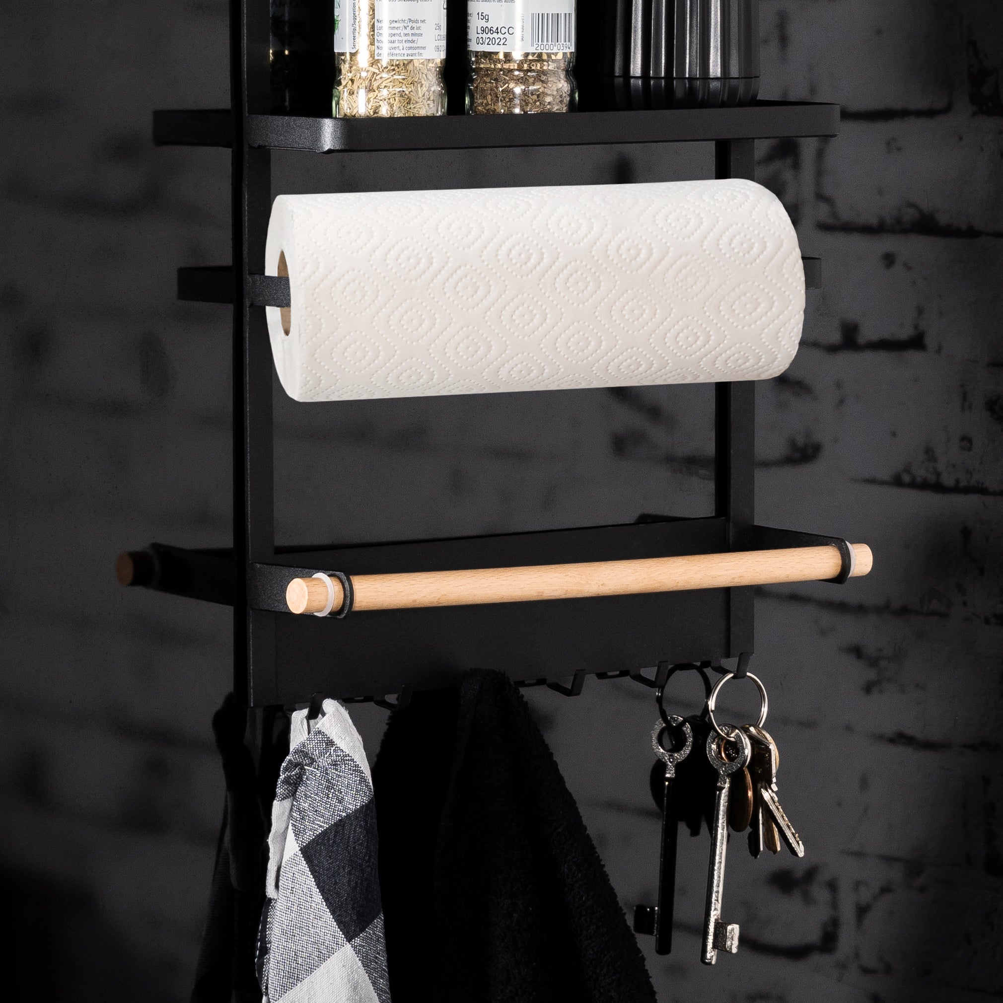 QUVIO Keukenrekje metaal met magneet - Zwart