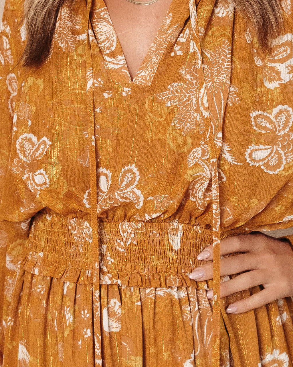 Brooklyn Floral Slit Maxi Dress - Marigold - Se7enfashion