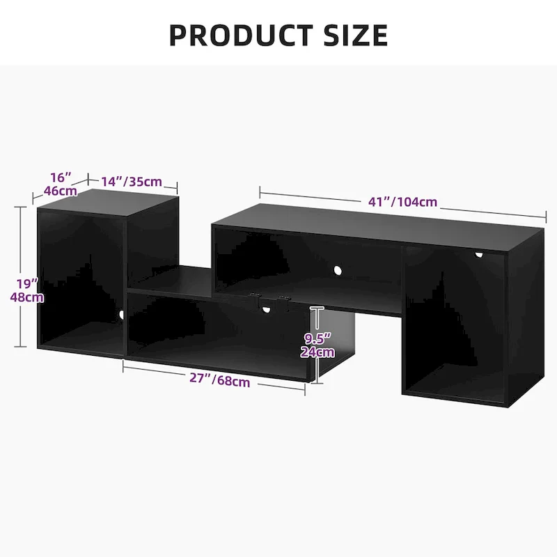 Modern Modular TV Stand with LED Lighting & Open Storage