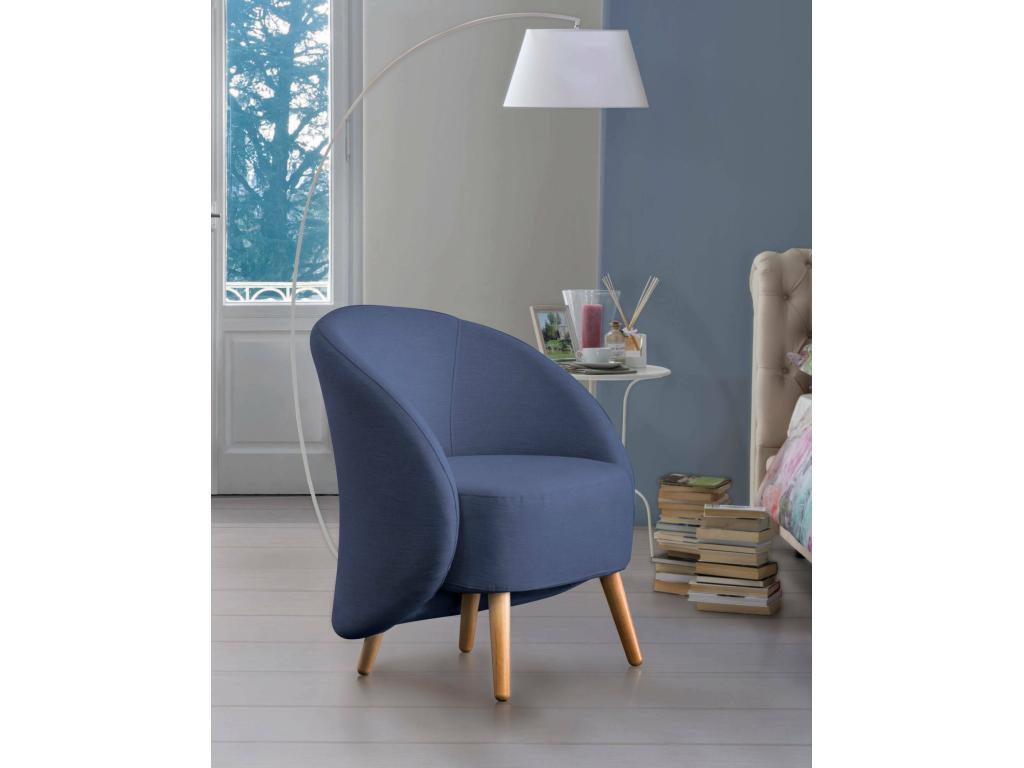 Sillón - Sillón de diseño para la sala de estar - 100 por ciento Made in Italy - Sillón Homelyvo en tela tapizada - Cm 70x60h80 - Azul