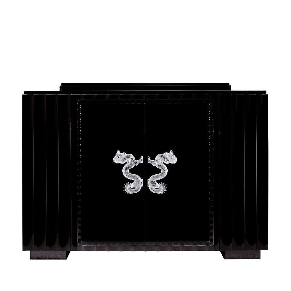 BAR DRAGON GRAND MODÈLE - CRISTAL INCOLORE ET ÉBÈNE NOIRE