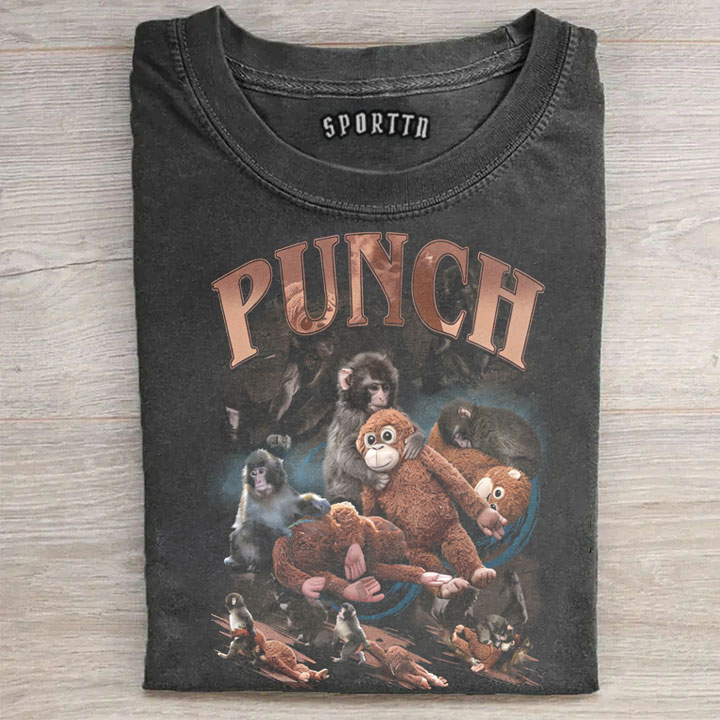 Punch-kun Monkey Meme Graphic T-shirt