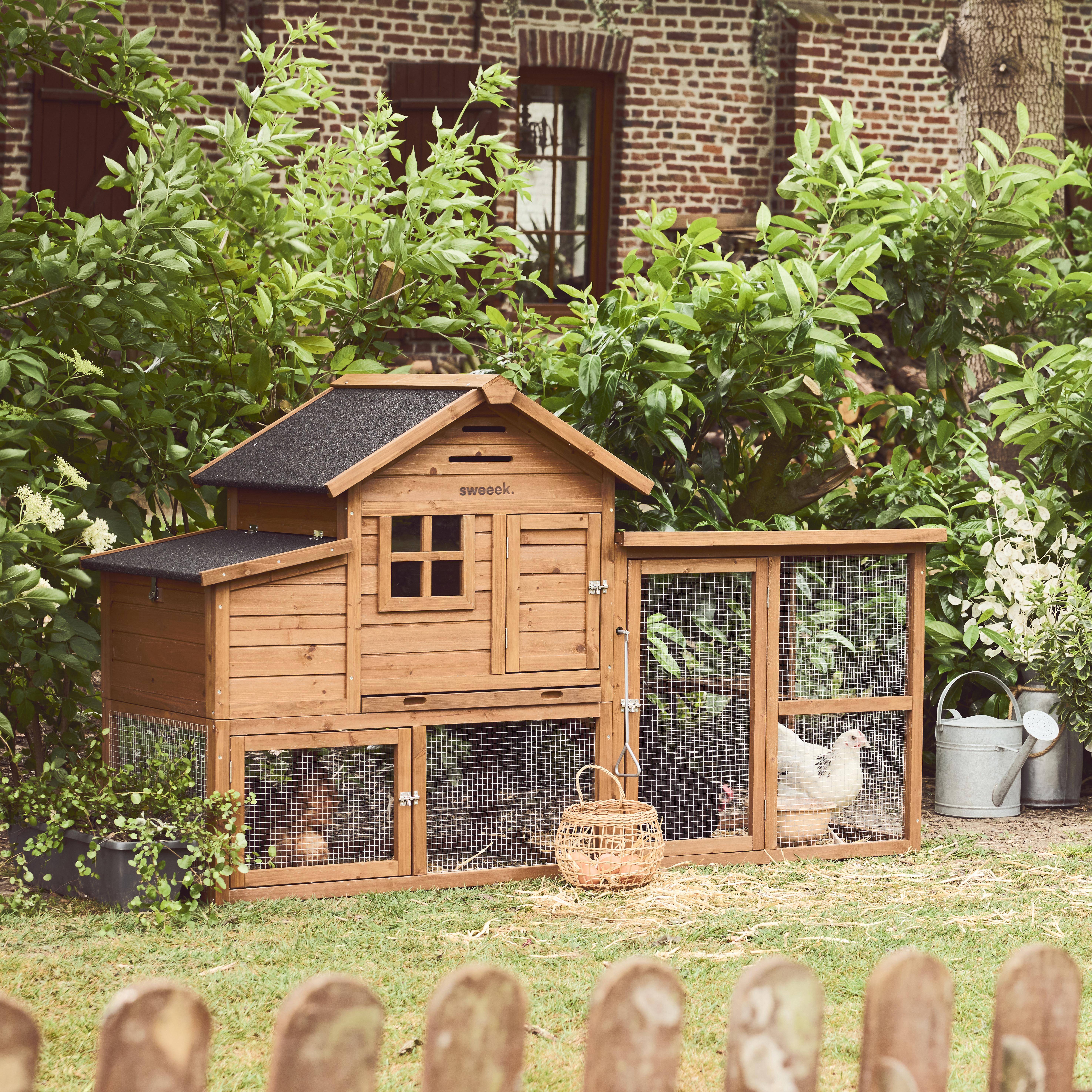 Geline - Gallinero de madera con corral para 4 gallinas