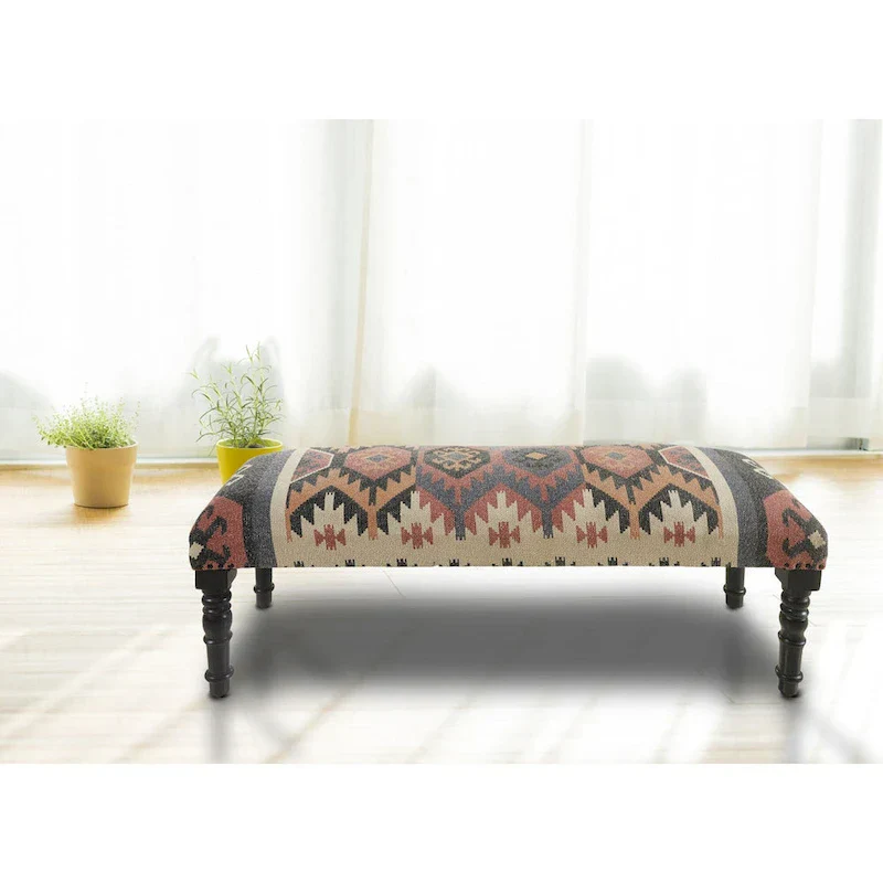 47-Inch Multicolored Southwestern Rectangular Bench
