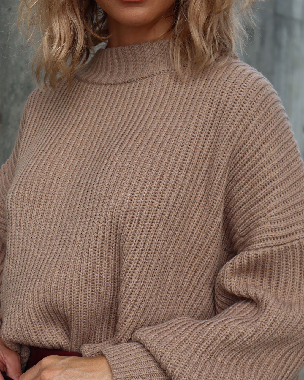Gwenyth Knit Pullover Sweater - Taupe - Se7enfashion