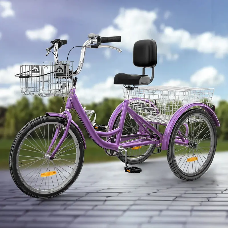 26-Inch Adult Tricycle - 7-Speed Heavy-Duty 3-Wheeled Bicycle - Image 4 26-Inch Adult Tricycle - 7-Speed Heavy-Duty 3-Wheeled Bicycle - Image 4