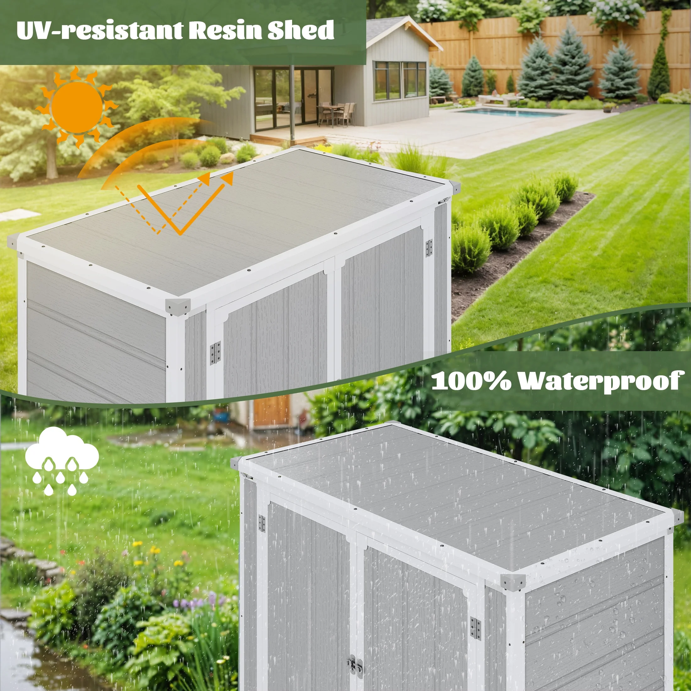 Enyopro 306Gal Outdoor Storage Shed, Horizontal Resin Shed, Resistant Tool Plastic Shed for Storage of Bike/Garbage Cans/Garden Tools/Lawn Mowers - Image 4