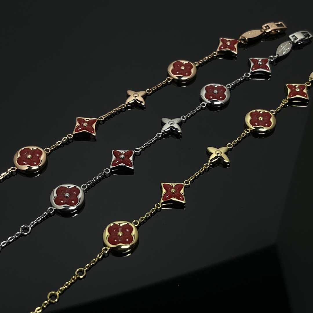 Louis Vuitton 5 Motifs Red Carnelian Star Sun Blossom Bracelet - Original Replica Club