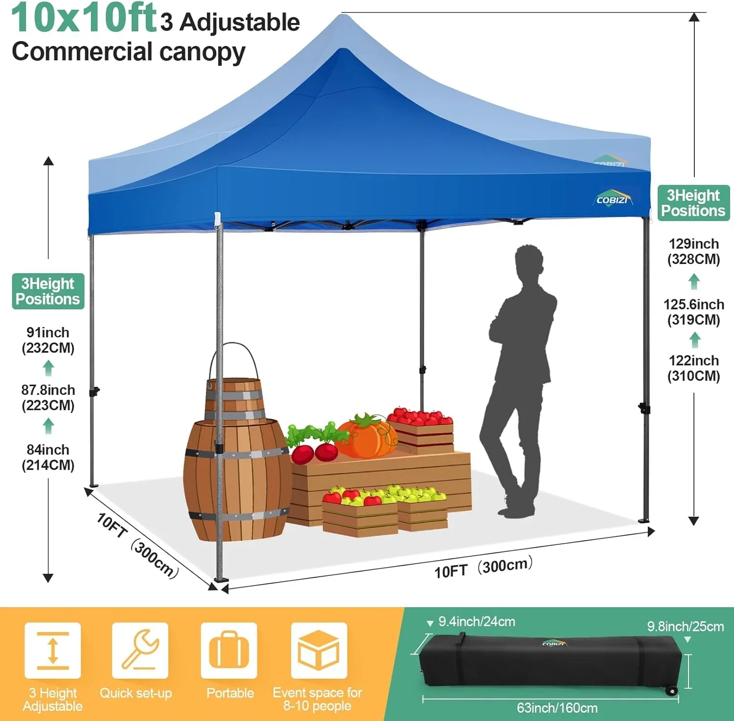 COBIZI 10x20 Heavy Duty Pop up Canopy Tent 6 sidewalls Commercial Canopy Wedding Party Tents