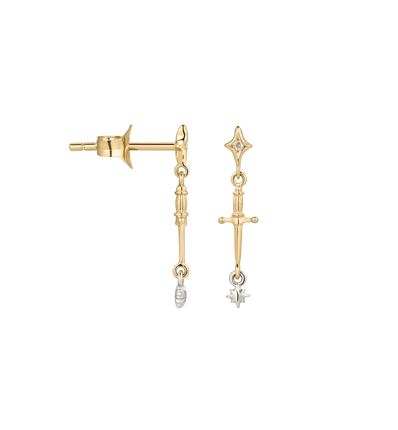 Single Cosmic Obelisk Stud Earring 14K