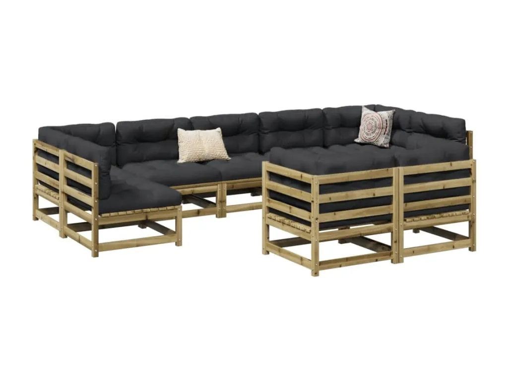 Set de sofás jardín 9 pzas con cojines Prietocasa impregnada