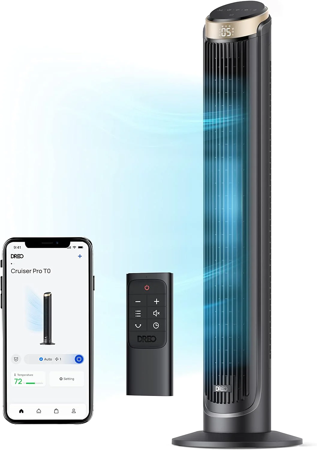 DREO Smart Tower Fan for Bedroom, 90° Oscillating 40