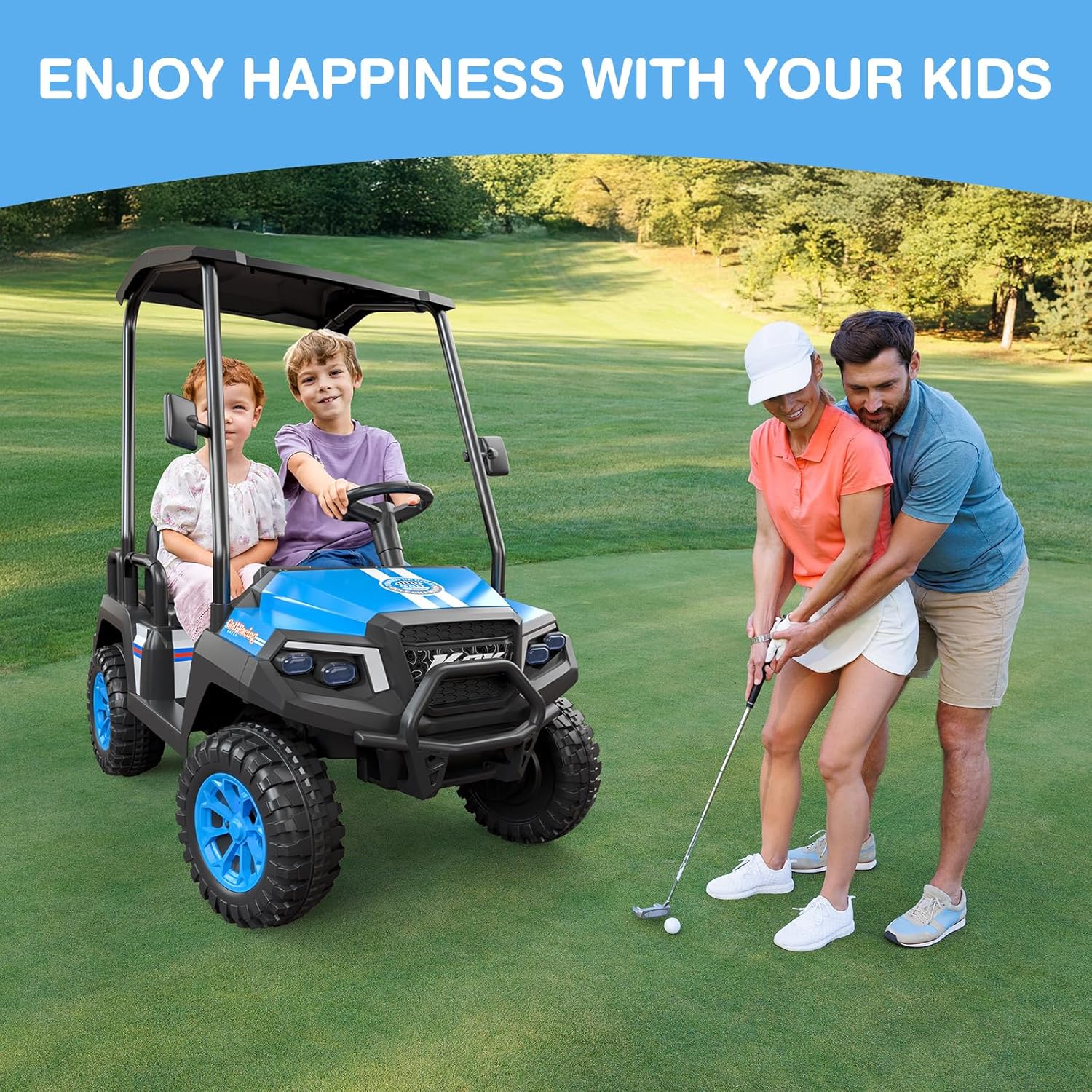 R9 24V Children's Golf Cart with Remote Control Removable Awning