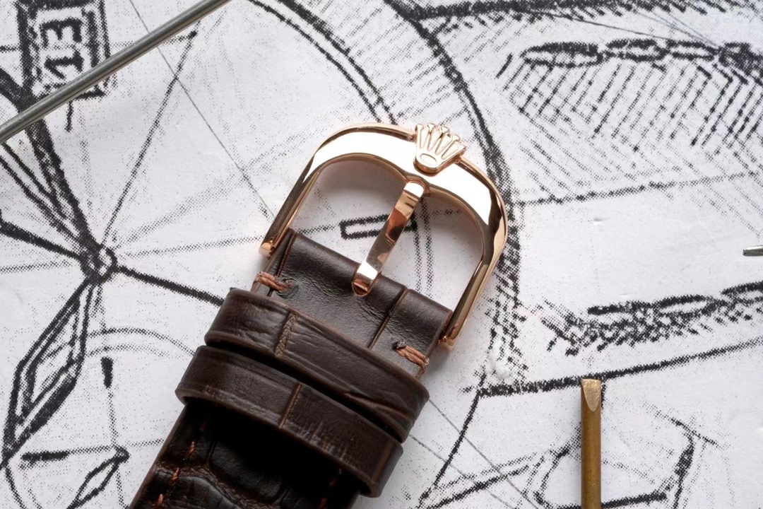 Rolex Cellini Dual Time 50525 Silver Dial Brown Leather Strap 39mm Mens Replica Watch