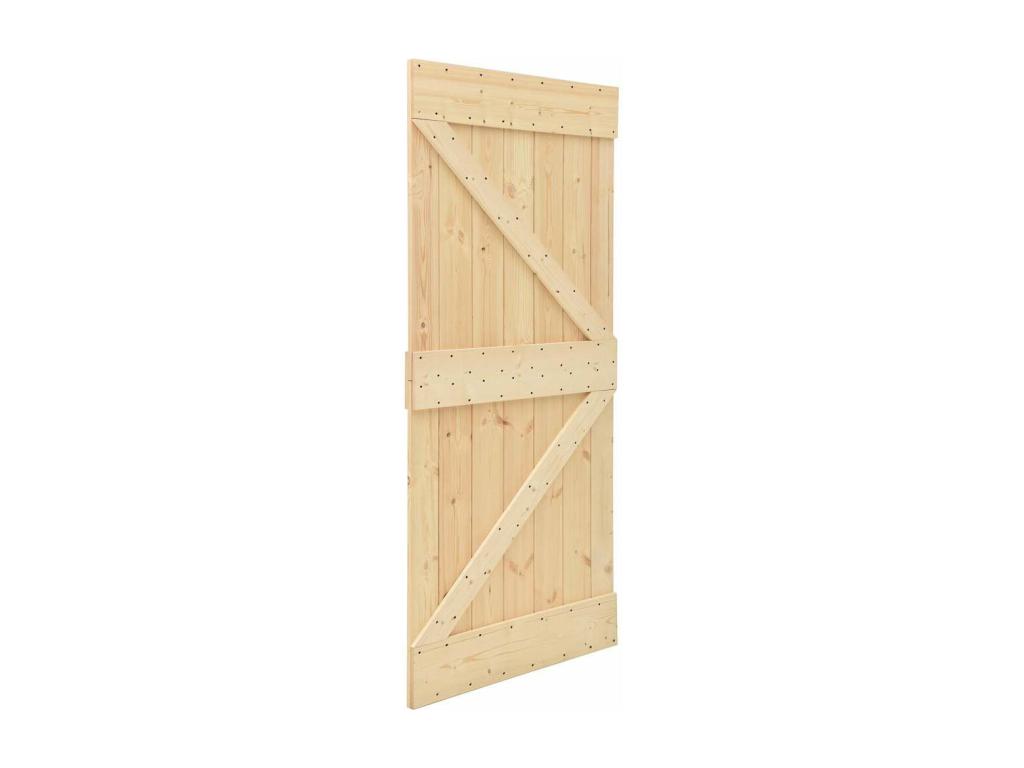 Puerta corredera con herrajes madera maciza de pino 100x210 cm