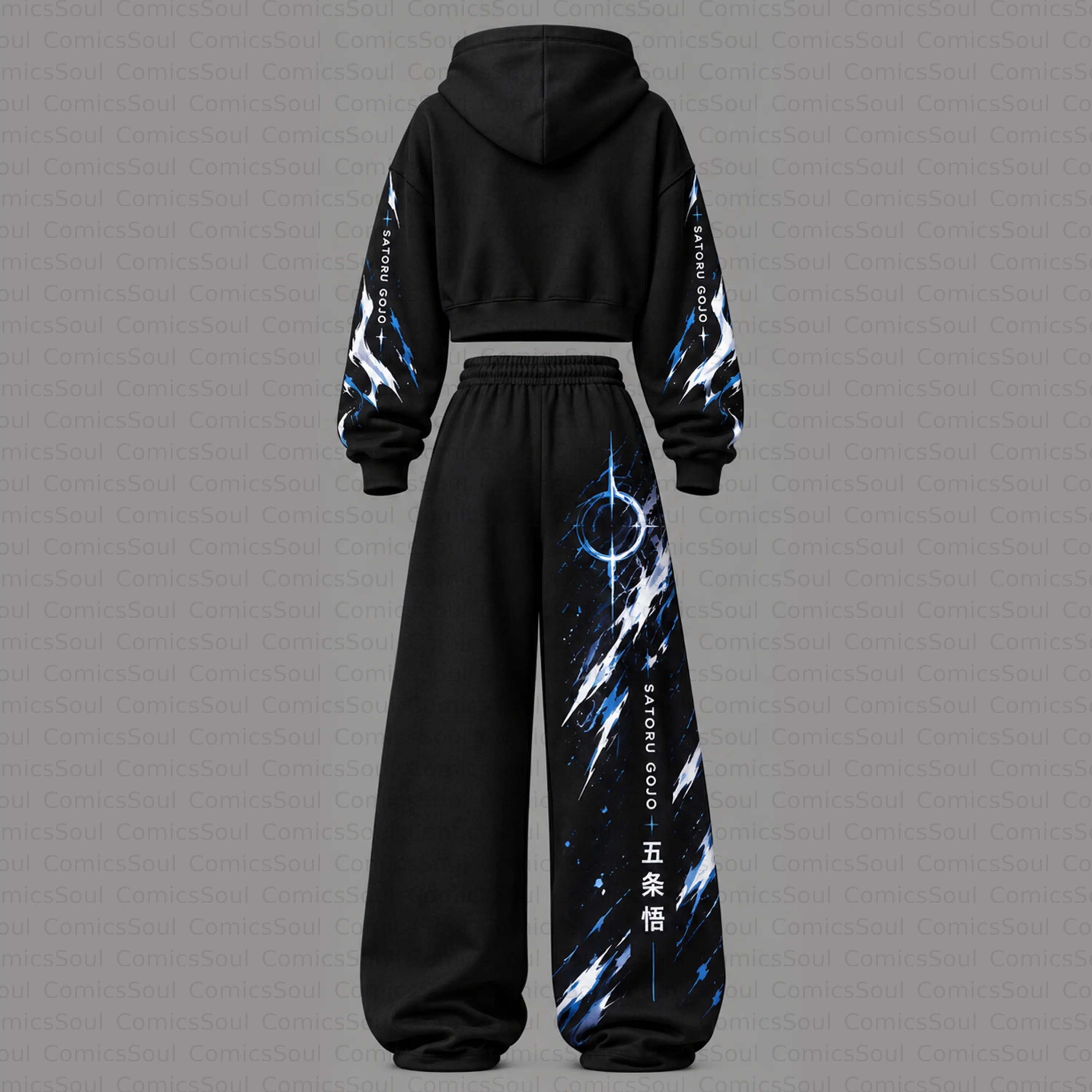 Jujutsu Kaisen Cropped Long Sleeve Hoodie & High Waist Jogger Pants Two Piece TeeThreads Sustain the Scene with Custom Apparel