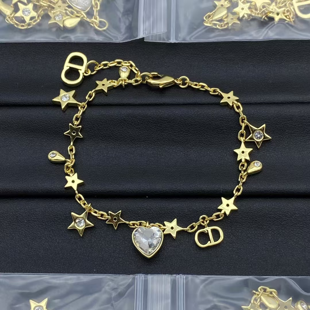 Dior Diamond Heart Star Teardrop CD Charms Bracelet - Original Replica Club