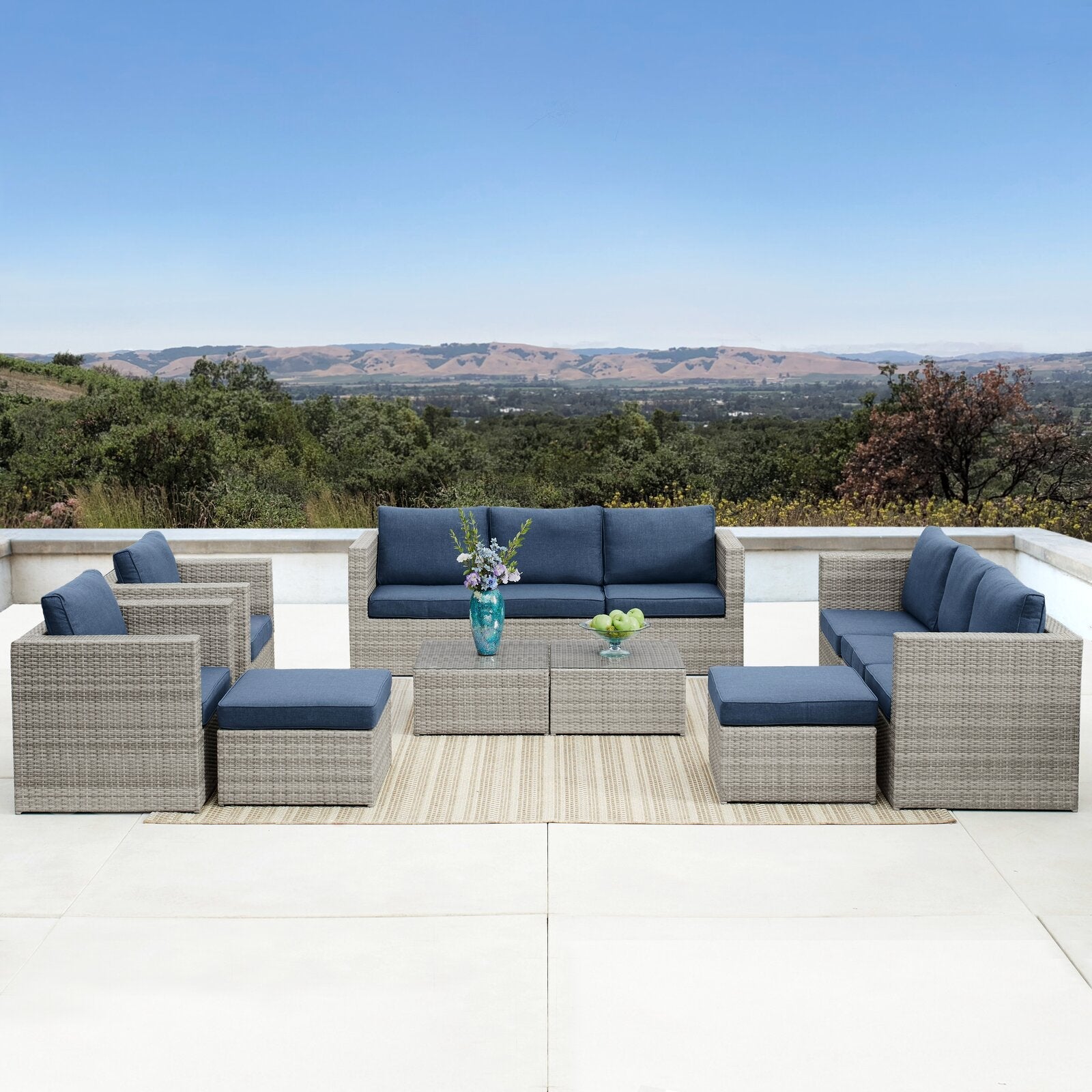 Kylo Wicker/Rattan 10 - Person Seating Group with Cushions