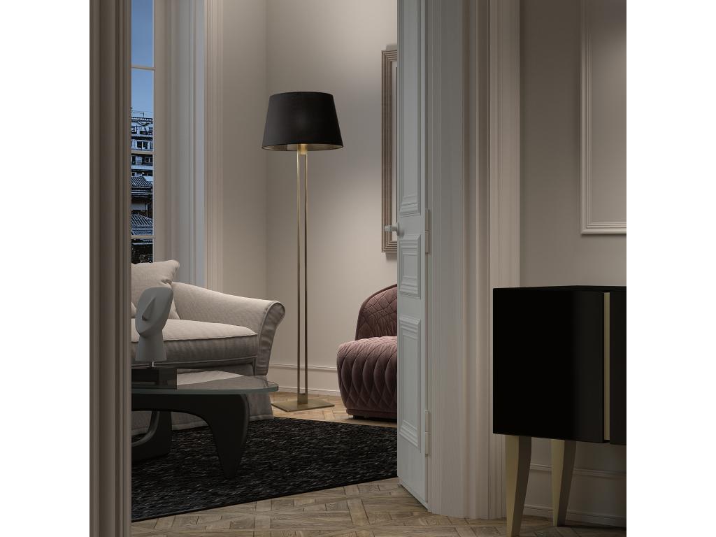 Lámpara de pie CLASSICAL estilo clásico- Alt.170 cm- on/off- acero y oro- pantalla Ø45 cm- negro- E27 Máx. 60W- IP20
