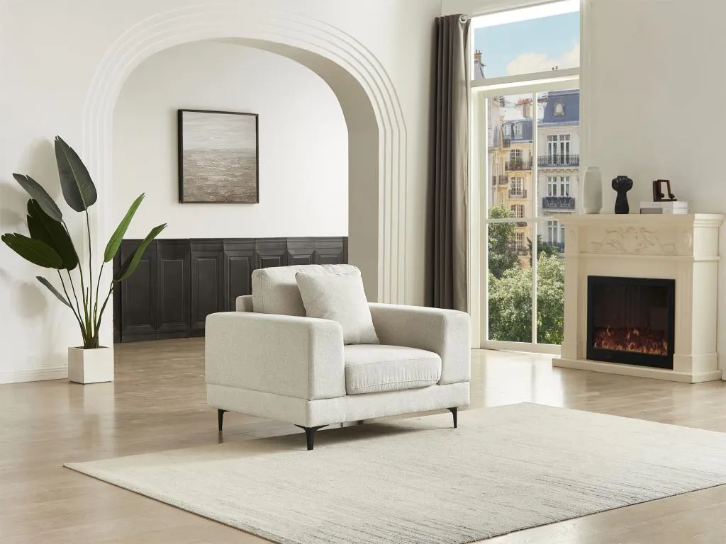 Sillón de tela texturizada beige Cosinor kro3037077