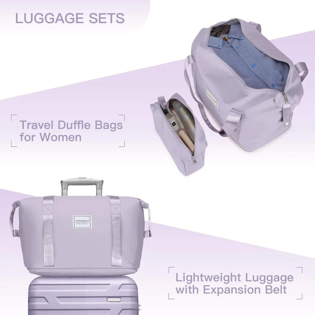 6-Piece Hardshell Luggage Set with Expandable Spinner Suitcases & TSA Lock, 25% Extra Capacity, Duffel Bag & Toiletry Kit, Cream ABS Suitcases - Image 32