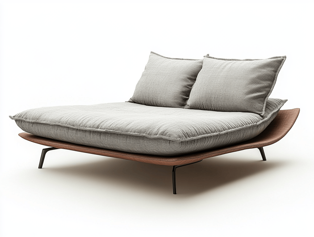 Sofá de tela gris y madera moderna para salón 200x150cm confortable
