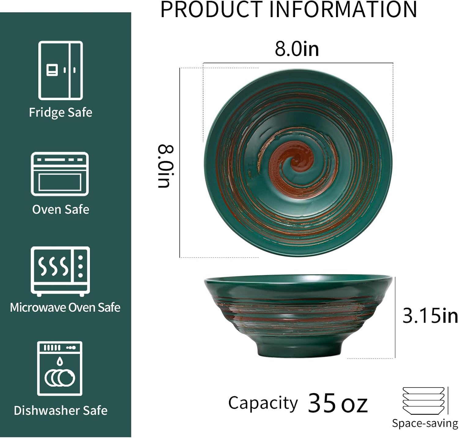 YUN TAO Ceramic Ramen Bowls Set of 4, 35 oz Large Japanese Style Serving Bowls for Salad,Udon, Soba, Pho,Pasta, Asian Soup Noodle (Multicolor - Set of 4)