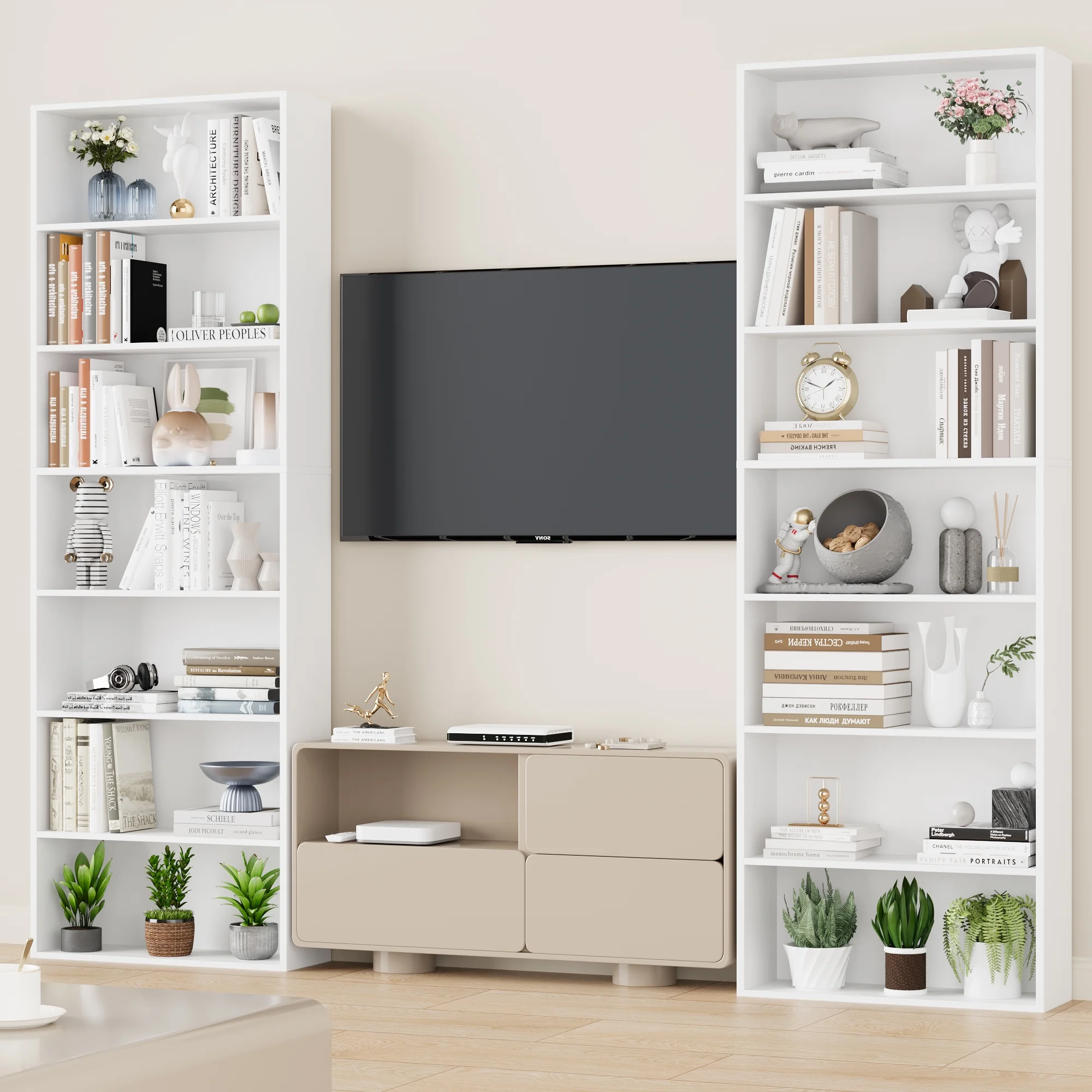 Homfa 82" Tall Bookcases, Freestanding Display Storage Shelves, 7-Tier Open Bookshelf for Home Office Living Room Bedroom, White - Image 10