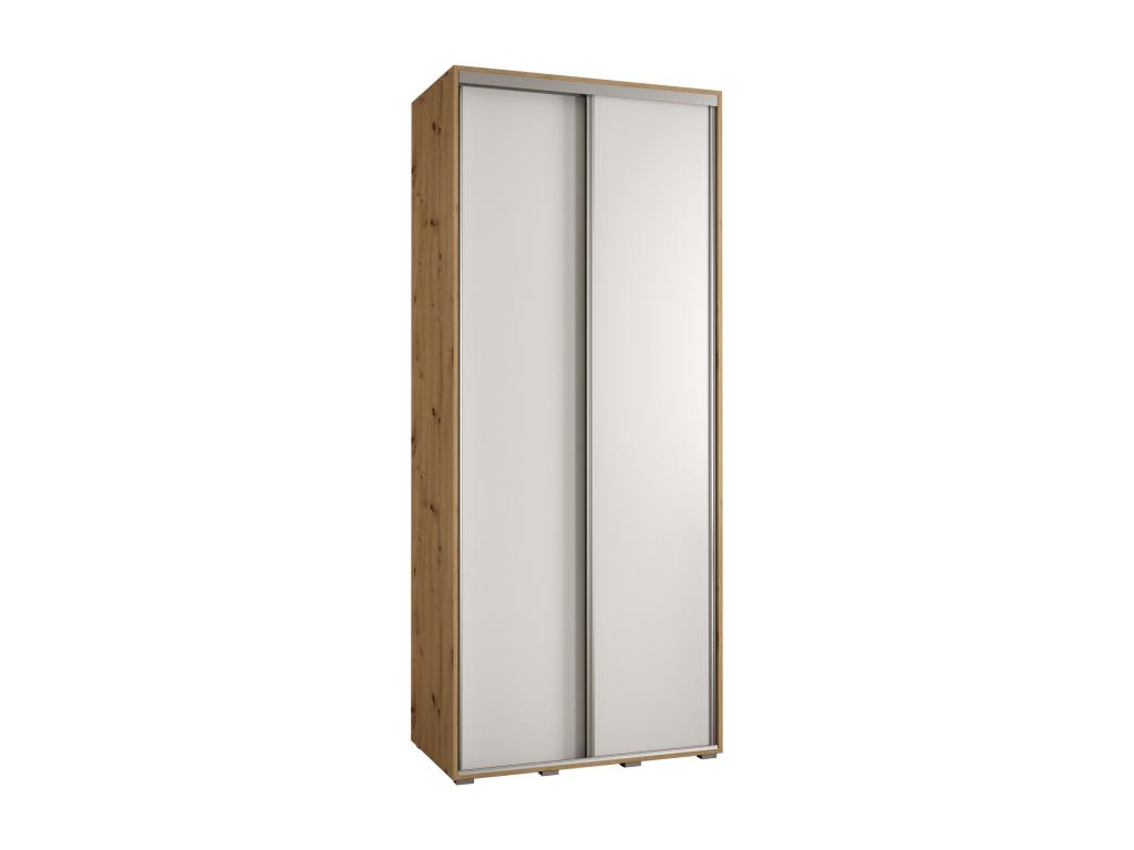 ARMARIO DAVOS 1 DE PUERTAS CORREDERAS 235,2/100/45 2 puertas (Artisan/Blanco/Plata)