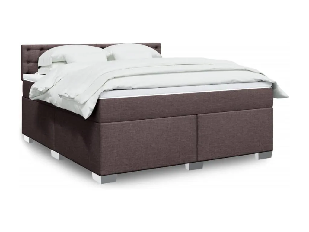 Cama box spring con colchón tela marrón oscuro 180x200 cm kbl3520319