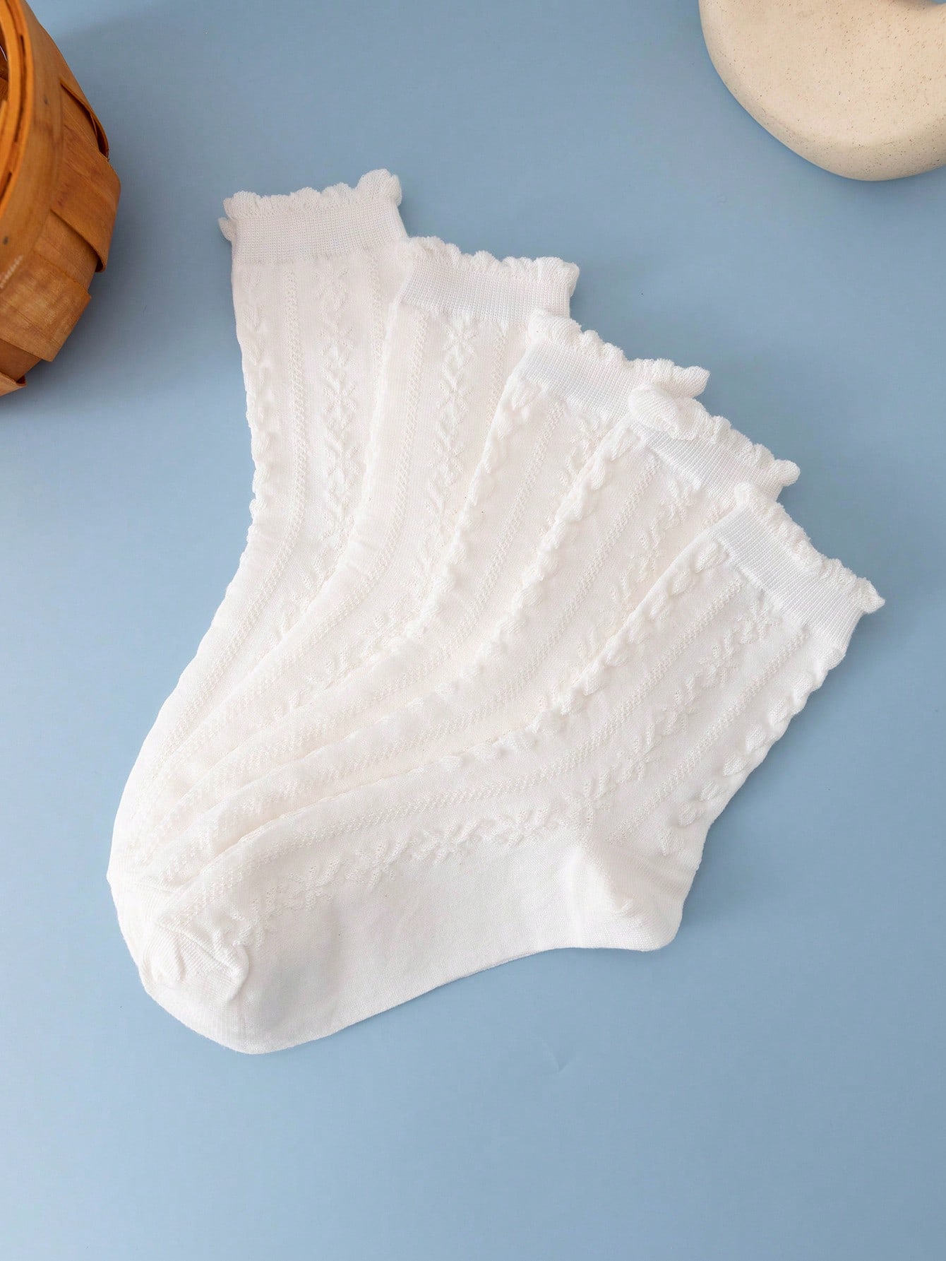 5pairs Solid Crew Socks