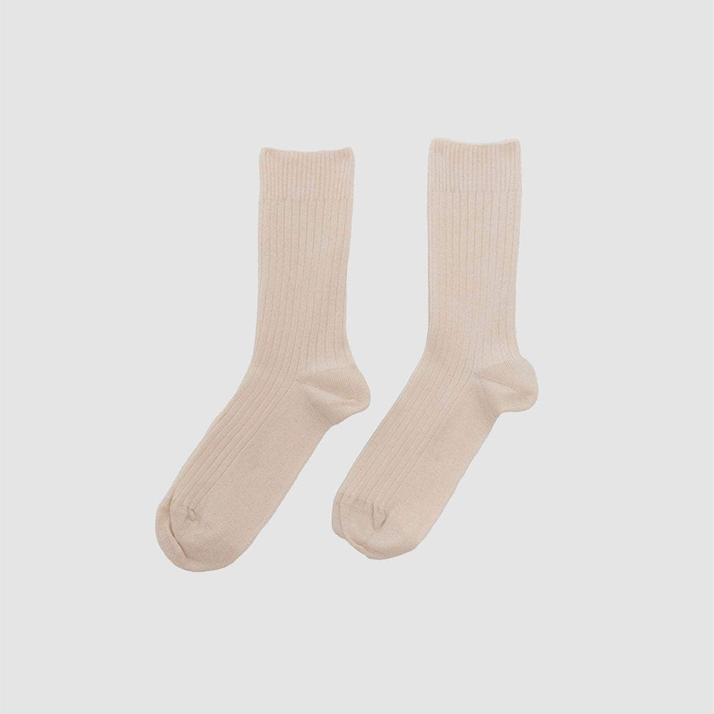 Baserange - Chaussettes Mi-Hautes Côtelées - Undyed