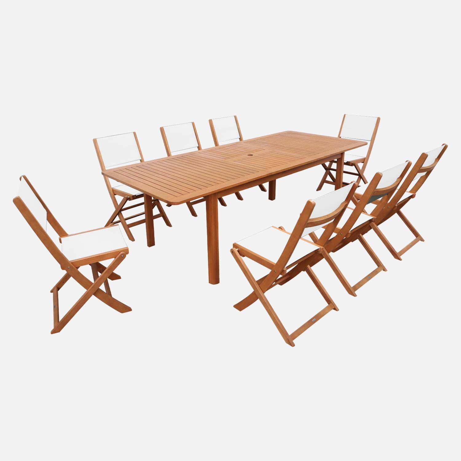 Arbo + Almeria - Conjunto mesa de jardín extensible de madera de eucalipto con 8 sillas
