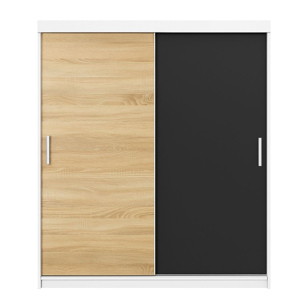 Armario de Madera MDF Puertas Correderas Dormitorio 200x200 cm Roble/Negro