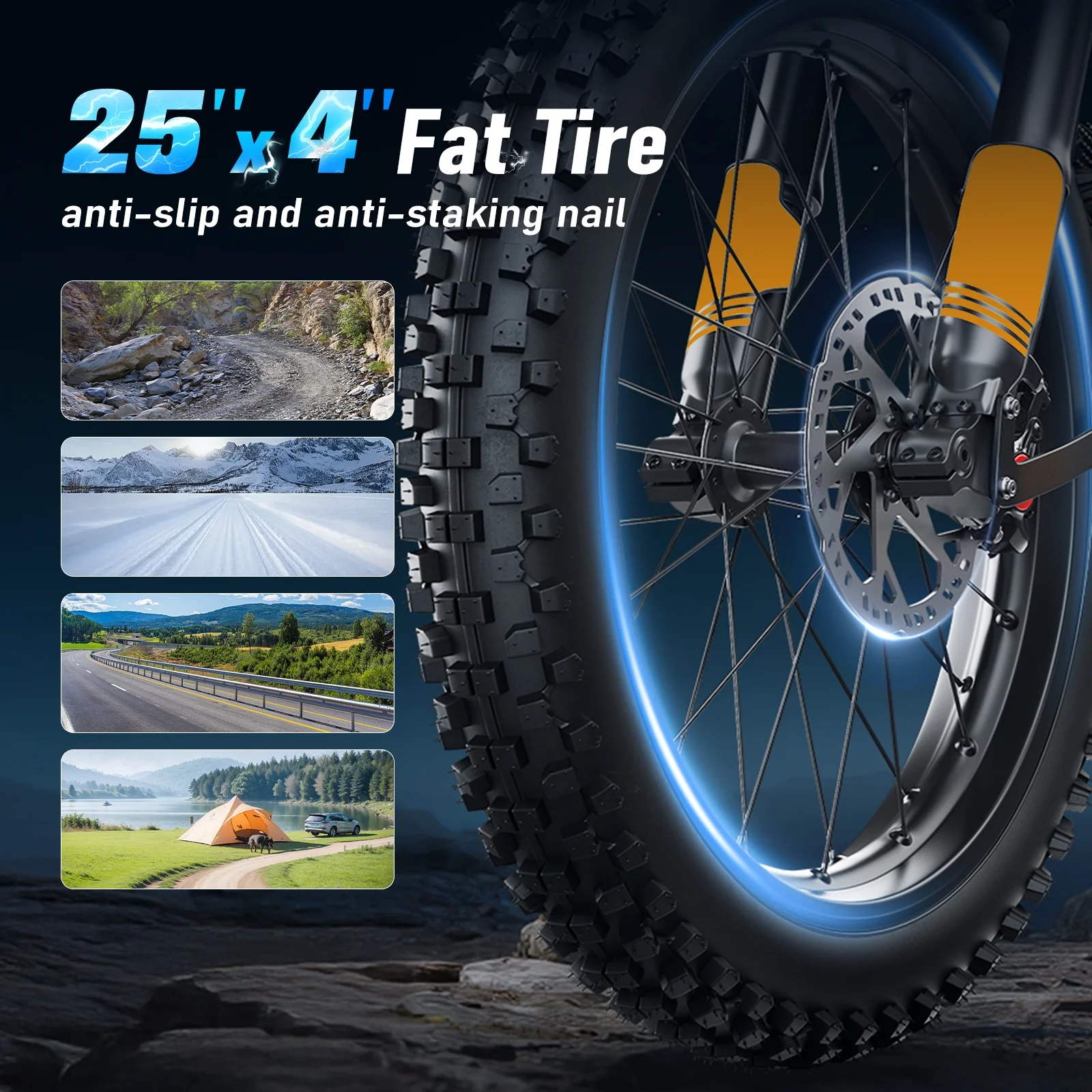 Arkveld Electric Bike for Adults, Peak-3000W, Max 40MPH and 80Miles Electric Motorcycle,25" Fat Tire Dirt Bike, APEX1 7-Speed E-Bike-White - Image 12