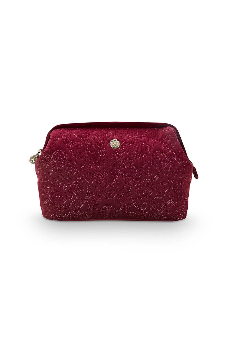 Cosmetic Purse Extra Large Velvet Quiltey Days Red