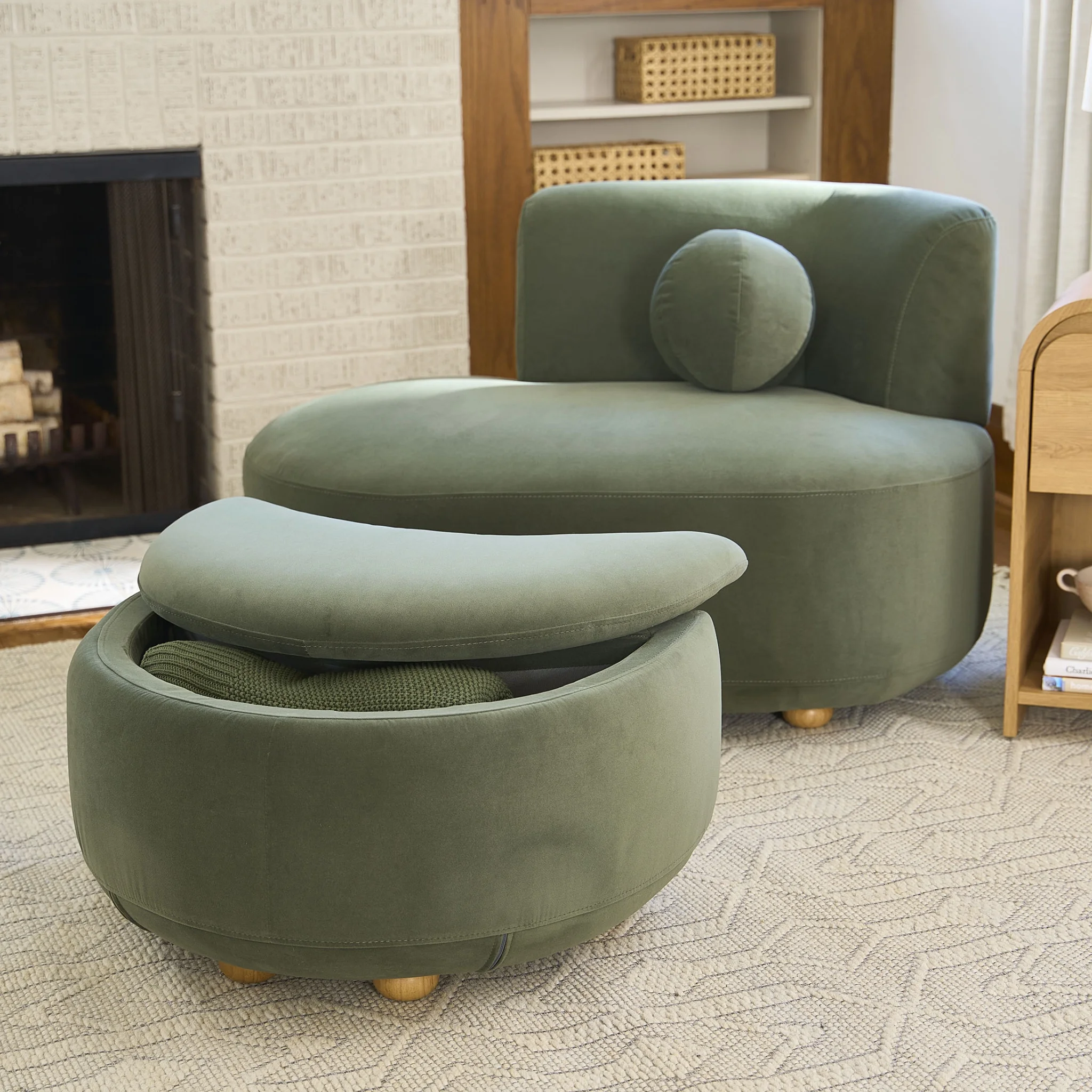 Better Homes & Gardens Juliet Modern Boucle Chaise & Storage Ottoman, Pearl - Image 17