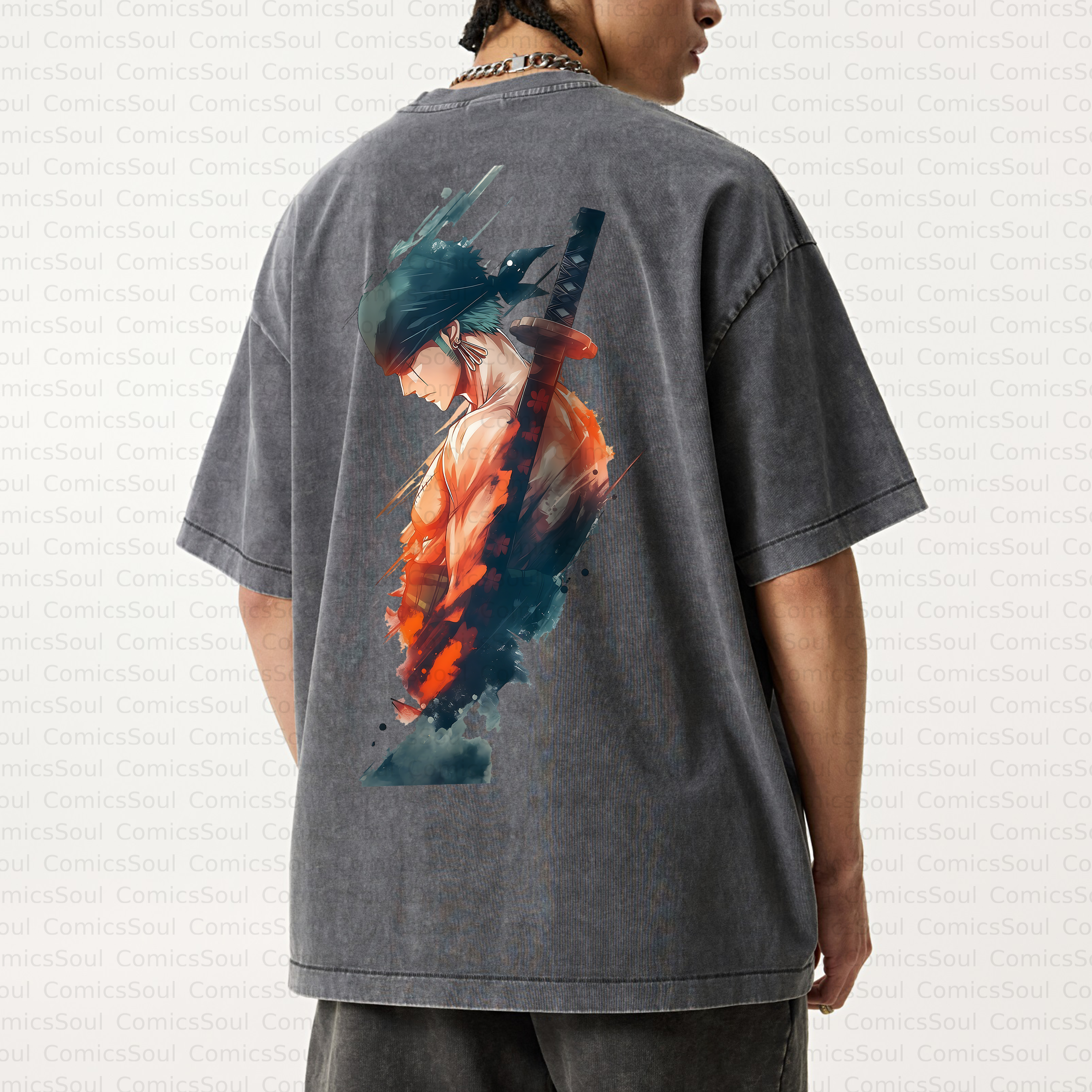 Unisex Anime Inspired Vintage Washed T-Shirt