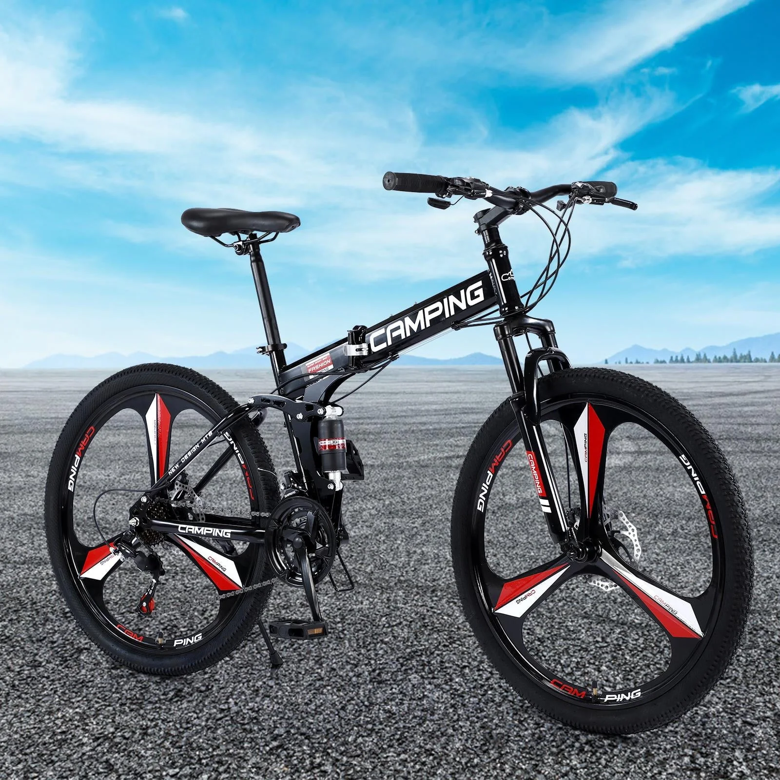 Zimtown 26" Folding Mountain Bike, Shimano 21 Speed MTB Bicycle for Adults, Black - Image 6