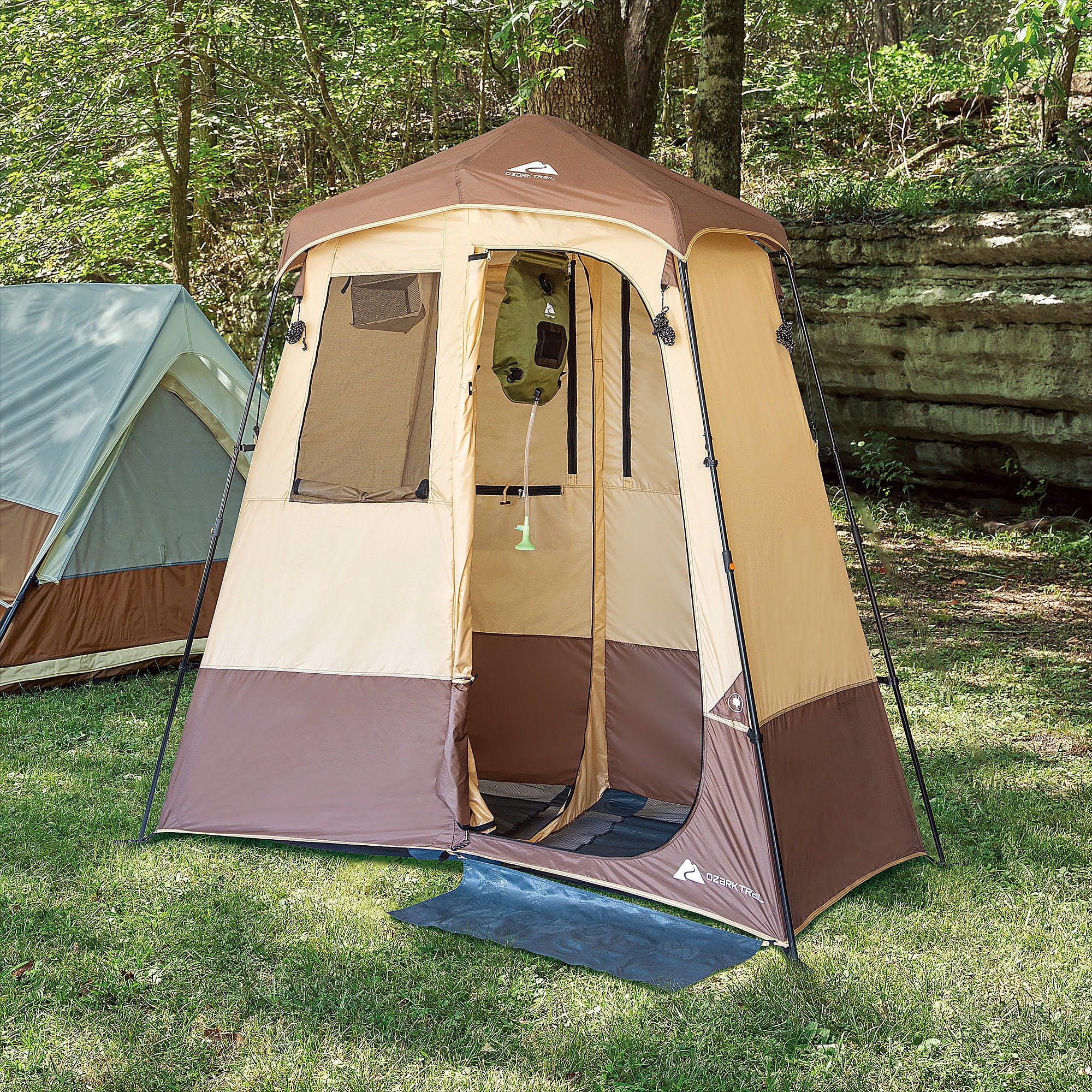 Ozark Trail 2-Room Shower & Utility Tent Combo Includes 5-Gallon Water Container, Easy Setup, Maximum Occupancy Is 2. Khaki Colour. - Image 14