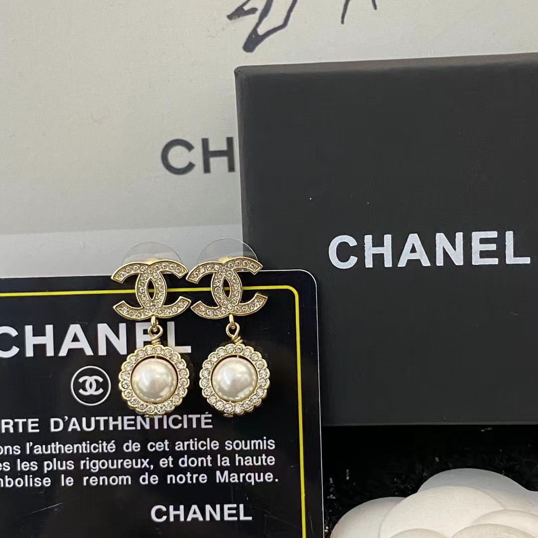Chanel Double C Pearl Dangle Earrings - Original Replica Club