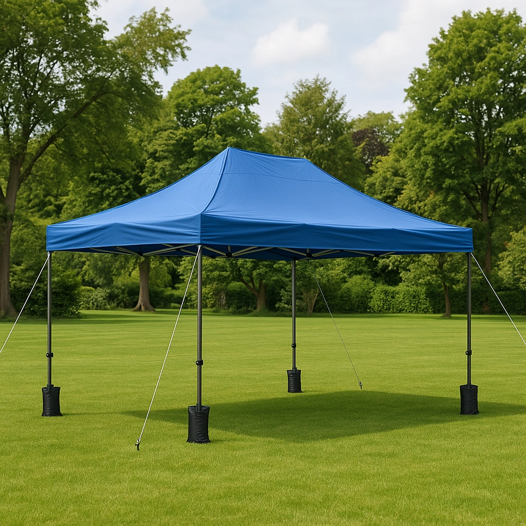 Pabellón exterior Carpa azul Acero/Poliéster Aplicación jardín 300x600x280 cm