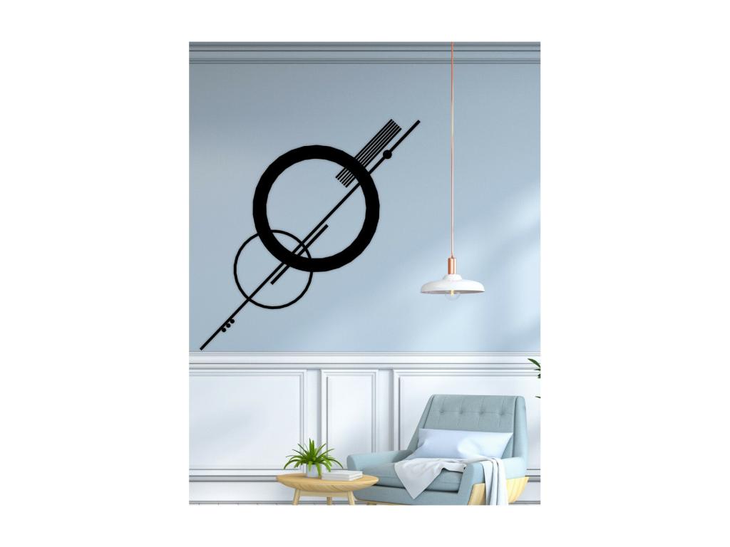 Decoración de Metal Composición Geométrica 16, Negro, 100x3x105 cm, Pratcas