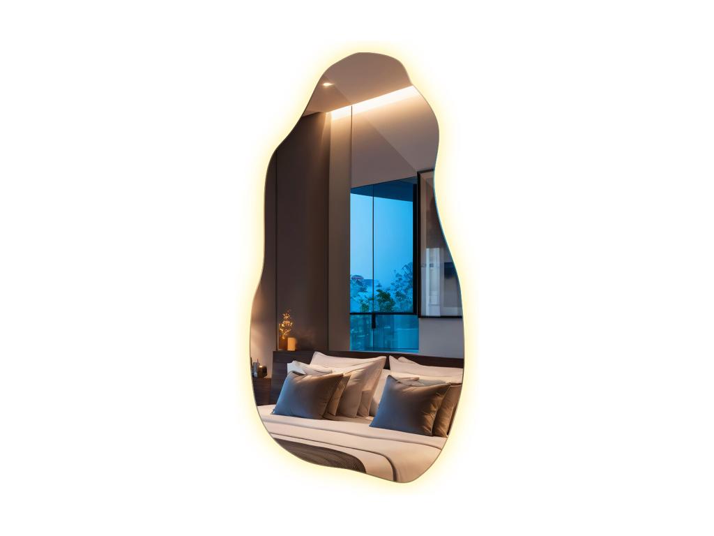 Espejo con luz LED, decoración moderna para baño y sala de estar, 50 cm x 100 cm - luz cálida